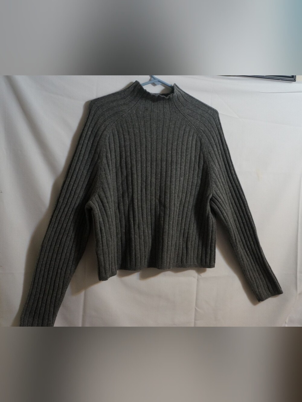 Everlane Funnel-Neck Cropped Sweater in Wool Cashmere Gray Size XXL - Picture 10 of 14